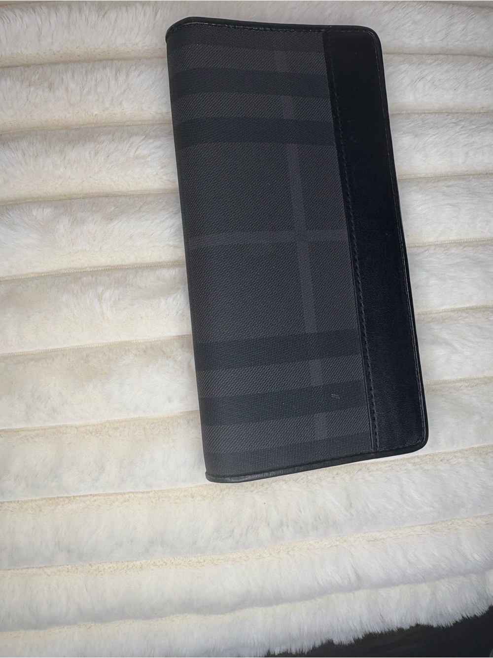 Authentic Burberry Nova Check Long Wallet Black Continental Leather w COA